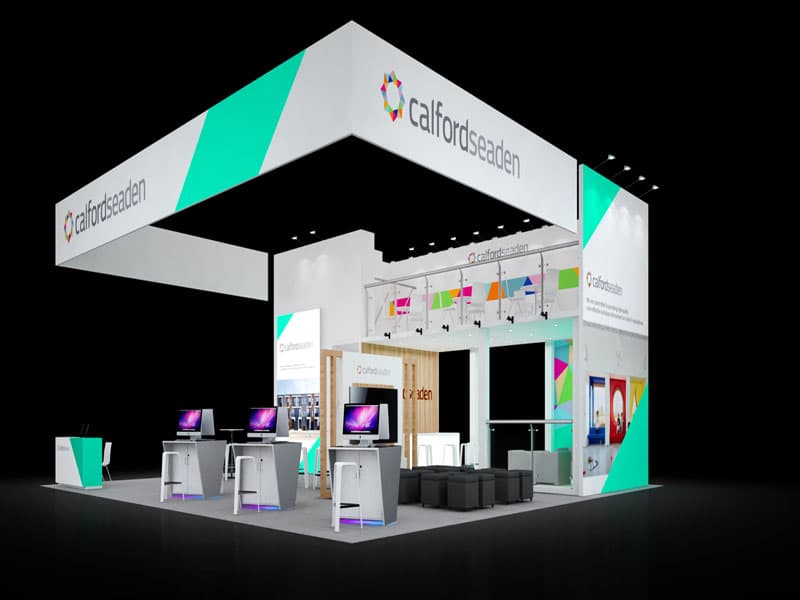 Custom inline trade show booth produced by Sensations Exhibits