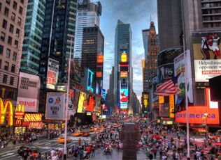 Trade show booth rentals in New York — Times Square city view