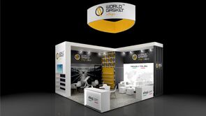 World Gasket Ellegi 3D rendering: a circular hanging sign above product shelving and display counters