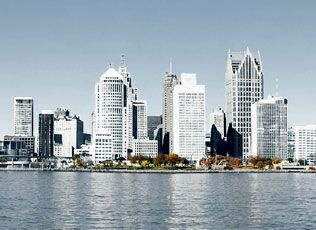 High-rise buildings beside a river