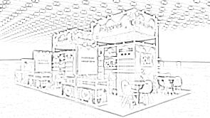 Philippines Pavilion (CITEM) concept sketch: a pavilion canopy above multiple display kiosks and reception counters